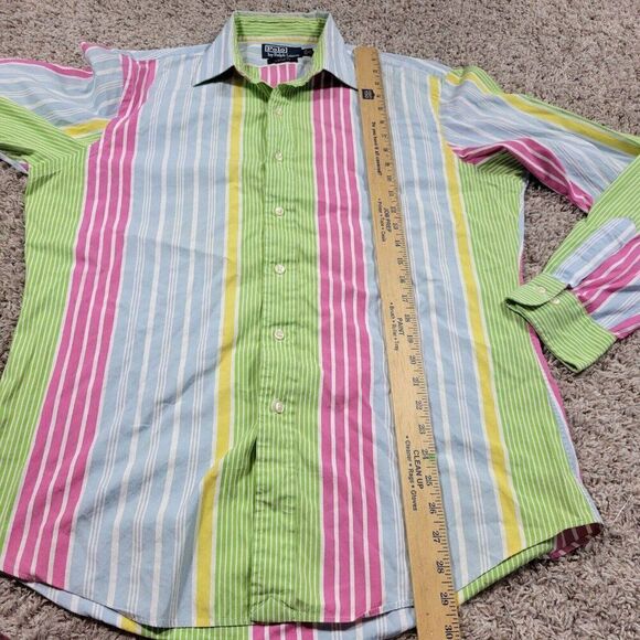 Polo Ralph Lauren Shirt Mens 16 34/35 Curham Custom Stripe Button Down Stains* - Picture 5 of 10